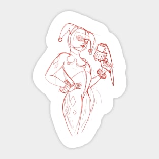 Jokers girl sketch red Sticker